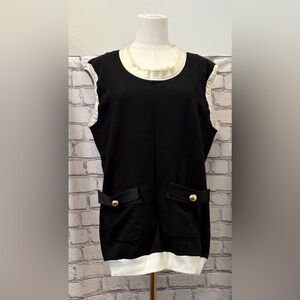 AZ Factory Size:S Women Chic Sleeveless Knit Top with Contrast Trim